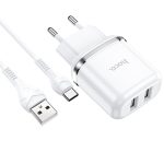   Hoco Wall - N4 Aspiring Dual USB - Type-C hálózati töltő szett - 2,4A - fehér   