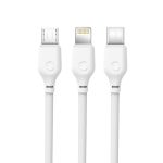   XO NB103 3in1 MicroUSB/Type-C/Lightning Adat és Töltőkábel - 1,m/2,1A - Fehér