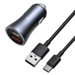   Baseus autós töltő fej - QC 4.0 - PD 3.0 40W + USB - Type-C kábellel ( TZCCJD-A0G ) - szürke