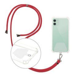 Univerzális nyakpánt mobiltelefon tok  adapterrel - piros