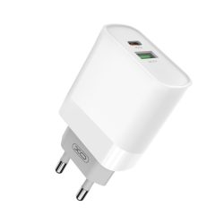 XO L64 PD QC 3.0 hálózati gyors töltő 18W 1x USB + 1x Type-c - fehér