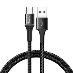 Baseus HALO USB - Type-C Adat és Töltőkábel - 2m / 3A ( CATGH-C01 ) - Fekete