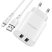 Borofone Wall - BN2 Super - Dual USB Lightning hálózati töltő szett - 2,1A - fehér