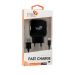   TEL1 QUICK - QC 3.0 - Lightning USB hálózati töltő szett - 5V / 3A - fekete