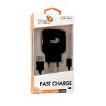   TEL1 QUICK - QC 3.0 - USB - Type-C hálózati töltő szett - 5V / 3A - fekete