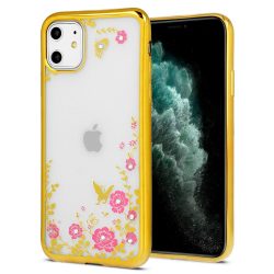 Diamonds TPU hátlap - iPhone 11 (6.1") - arany - virágos