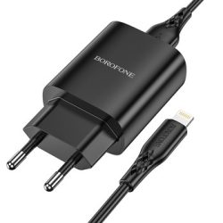 Borofone Wall - BN1 Innovative - USB Lightning hálózati töltő szett - 2,1A - fekete