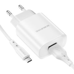 Borofone Wall Bn1 Innovative - hálózati MicroUSB Töltő szett -  2,1A  - fehér