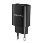   Borofone Wall - BN2 Super - Hálózati Dual USB Töltő - 2,1A - fekete