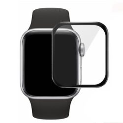 Ütésálló kijelzővédő akril üvegfólia - Apple watch SE 44mm - fekete - Full Screen