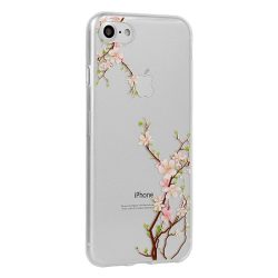 Szilikon virágos hátlap - iPhone Xs Max (6.5") - cherry