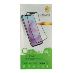 Ütésálló kijelzővédő üvegfólia  - iPhone 13 Pro Max (6.7") - fekete - Kerámia Glass