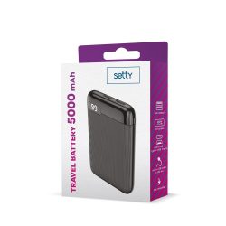 Setty Power bank LCD kijelzővel 5000mAh - fekete