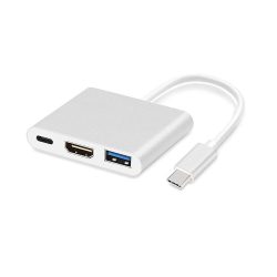 Adapter - Type-C - HDMI 4K*2K, USB, Type-C - 0,25 m  - fehér