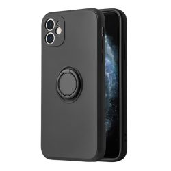Vennus gyűrűs szilikon hátlap - iPhone 15 Pro Max (6.7") - fekete
