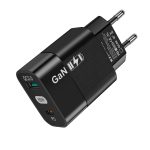   Techsuit hálózati gyors töltő (CHPD131) 1x USB+ 1x Type-C bemenettel - 65W - fekete