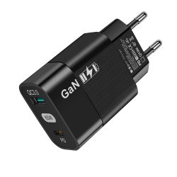 Techsuit hálózati gyors töltő (CHPD131) 1x USB+ 1x Type-C bemenettel - 65W - fekete