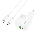   Hoco Wall - C111A  - 1x USB + 1x USB Type-C 30W hálózati töltő fej Type-c - Type-C kábellel - fehér 