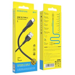 Borofone BX51 USB - Type-C Adat és Töltőkábel - 1m / 3A - Fekete