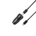   XO szivargyújtós töltő adapter CC57 PD 25W 1xType-C + Type-C / Type-C kábellel - fekete