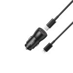   XO szivargyújtós töltő adapter CC57 PD 25W 1xType-C + Type-C / Lightning kábellel - fekete