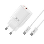   XO CE16 PD 45W hálózati gyors töltő 1xUSB 1x Type - C +Type - C - Type-C adatkábel - fehér