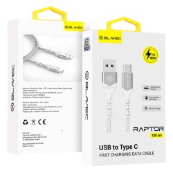 Blavec Cable Raptor USB / Type-C Adat és Töltőkábel (CRA-UC6WS10) - 6A (66W) / 1 méter - Fehér - ezüst