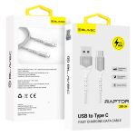   Blavec Cable Raptor USB / Type-C Adat és Töltőkábel (CRA-UC6WS20) - 6A (66W) / 2 méter - Fehér - ezüst