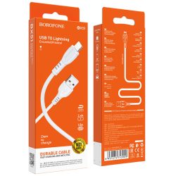 Borofone BX51 Triumph USB / Lightning Adat és Töltőkábel - 2,4A / 1 méter - Fehér