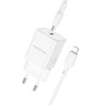   Borofone Wall BN13 Type-C - PD 30W hálózati töltő szett Type-C - Lightning kábellel - fehér
