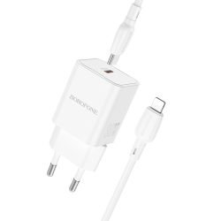 Borofone Wall BN13 Type-C - PD 30W hálózati töltő szett Type-C - Lightning kábellel - fehér