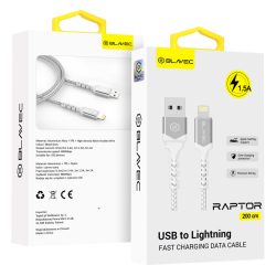 Blavec Cable Raptor USB / Lightning Adat és Töltőkábel (CRA-UL15WS20) - 1,5A / 2 méter - Fehér - ezüst