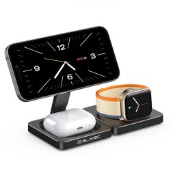Blavec BQI-02 vezeték nélküli 3 in 1 töltőállvány 15W - fekete