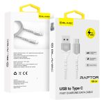   Blavec Cable Raptor Type-C / Type-C Adat és Töltőkábel (CRA-CC3WS20) - 3A (60W) / 2 méter Apple Carplay / Android Auto- Fehér - ezüst