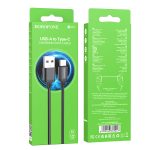   Borofone BX87 Sharp USB / Type-C Adat és Töltőkábel - 3A / 2 méter - Fekete