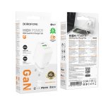   Borofone Wall BN27 USB + Type-C - PD 20W hálózati töltő szett Type-C - Type-C kábellel - fehér