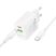 Borofone Wall BN27 USB + Type-C - PD 20W hálózati töltő szett Type-C - Type-C kábellel - fehér