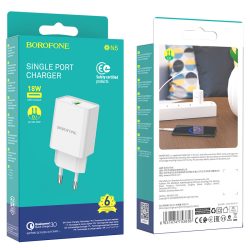 Borofone hálózati töltő BN5 Jingrui - USB - QC3.0 18W - fehér