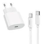   Rock T18 Sugar Cube Type-C - QC 3.0 PD 20W hálózati töltő szett Type-C - Lightning kábellel - fehér