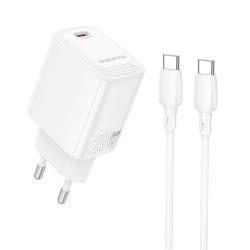 Borofone hálózati töltő fej BN26  - 1x Type-C - 20W - Type-c - Type-C kábellel - fehér 