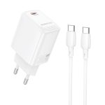   Borofone hálózati töltő fej BN28  - 1x Type-C - 30W - Type-c - Type-C kábellel - fehér 