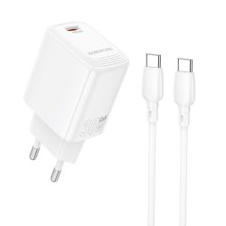Borofone hálózati töltő fej BN28  - 1x Type-C - 30W - Type-c - Type-C kábellel - fehér 