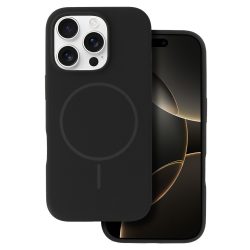 Magsafe Slim szilikon tok - iPhone 12 / 12 Pro (6.1") - fekete