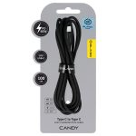   Blavec Candy braided Type-C / Type-C Adat és Töltőkábel (CCA-CC3B10) - PD 60W  3A / 1 méter Apple Carplay- Fekete