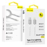   Blavec Cable Raptor Type-C / Lightning Adat és Töltőkábel (CRA-CL24WS20) - PD 20W 2,4A / 2 méter - Fehér - ezüst