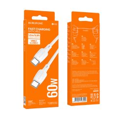 Borofone BX93 Super Power Type-C / Type-C Adat és Töltőkábel - 60W  3A / 1 méter - Fehér