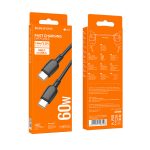  Borofone BX93 Super Power Type-C / Type-C Adat és Töltőkábel - 60W  3A / 1 méter - Fekete