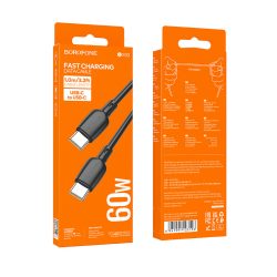 Borofone BX93 Super Power Type-C / Type-C Adat és Töltőkábel - 60W  3A / 1 méter - Fekete