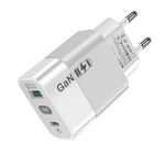   Techsuit hálózati gyors töltő (CHPD131) 1x USB+ 1x Type-C bemenettel - 65W - fehér