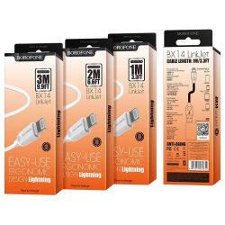 Borofone BX14 töltőkábel USB  3A - USB - Type-C - 1 m - Fehér